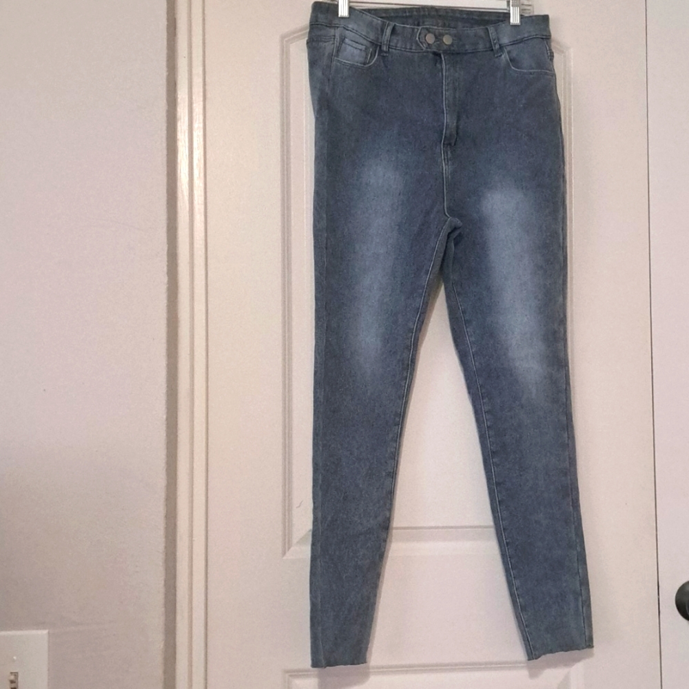 Yeokou Women's Warm Sheepa Fleece Lined Stretch Slim Denim Leggings Size 32 NWT